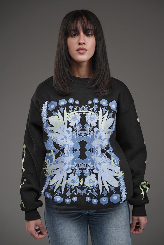 Crew Neck – Flora of Palestine (Black)