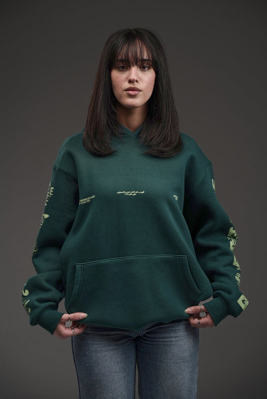 Hoodie – Cities of Palestine (Green & Light Green)